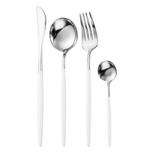 Cargar imagen en el visor de la galería, Gilded Rainbow Black Gold Steak Cutlery Western Cutlery set
