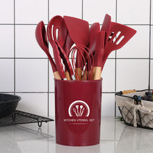 将图片加载到图库查看器，11-pieces/set &amp; 34-pieces/set of colored silicone kitchenware with wooden handle
