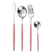 Cargar imagen en el visor de la galería, Gilded Rainbow Black Gold Steak Cutlery Western Cutlery set
