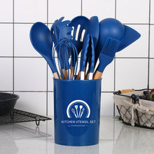 将图片加载到图库查看器，11-pieces/set &amp; 34-pieces/set of colored silicone kitchenware with wooden handle
