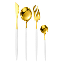 Cargar imagen en el visor de la galería, Gilded Rainbow Black Gold Steak Cutlery Western Cutlery set
