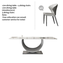 将图片加载到图库查看器，Light luxury bright slate dining table with chairs
