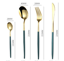 Cargar imagen en el visor de la galería, Gilded Rainbow Black Gold Steak Cutlery Western Cutlery set
