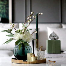 Carregar imagem no visualizador da galeria, Modern and simple dark green glass vase simulation floral set
